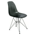 thumbnail image 3 of LeisureMod 5-Piece Dining Set 35" Round Dining Table with MDF Tabletop in White Iron 4 ABS Plastic Side Chair with Chrome Eiffel Base for Modern Home, Kitchen Bristol Series in Transparent Black, 3 of 10