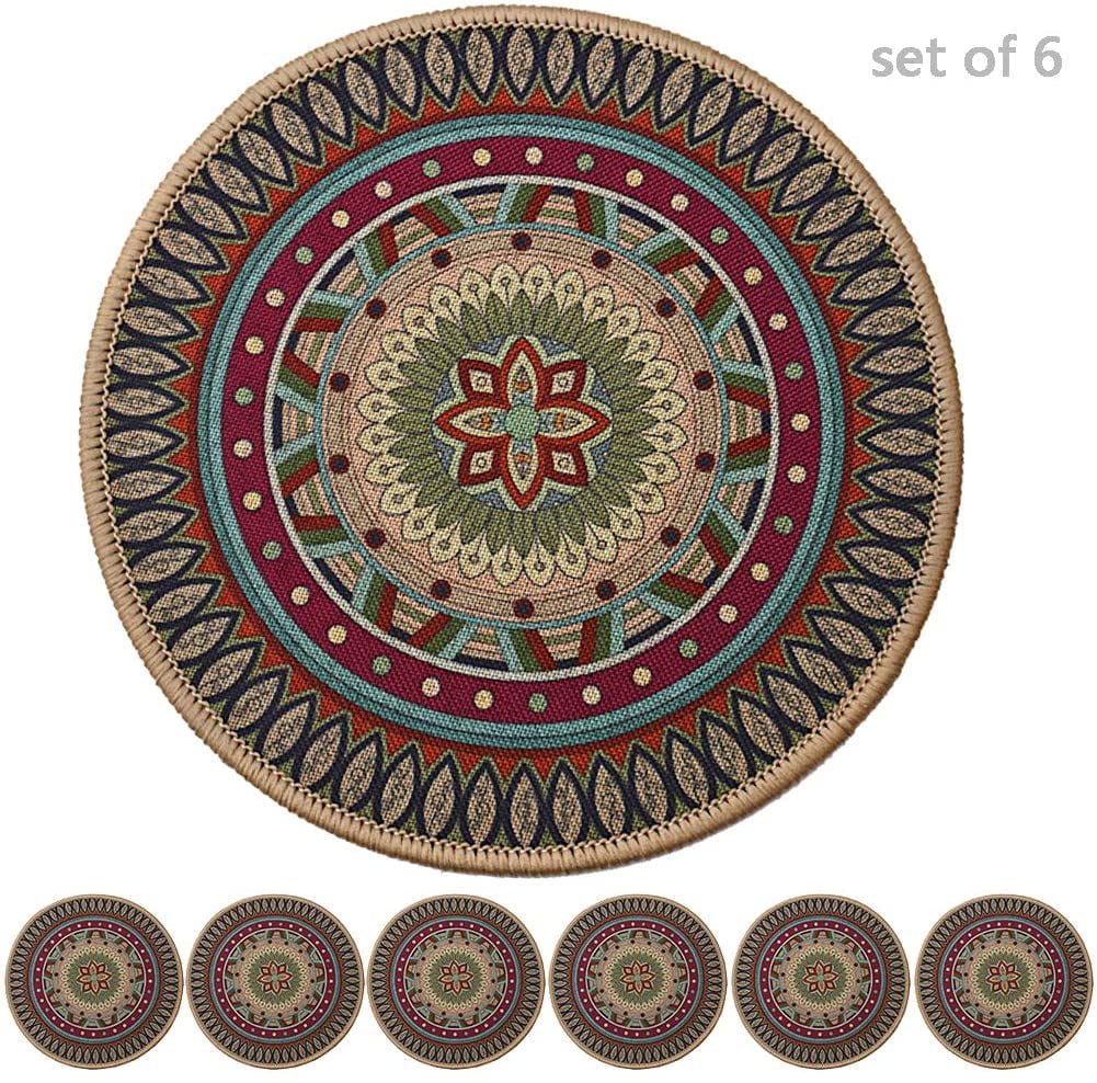 Colorful Boho Plant Pot Mat Set of 6 Absorbent Non Slip Plant Pot Pad