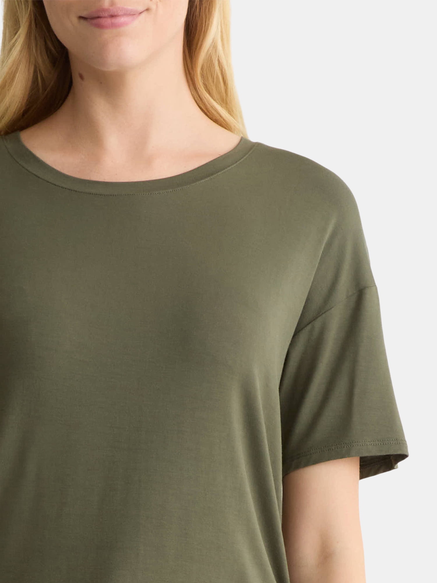 Time and Tru Women’s Crewneck Tunic Tee with Short Sleeves, Sizes XS-XXXL