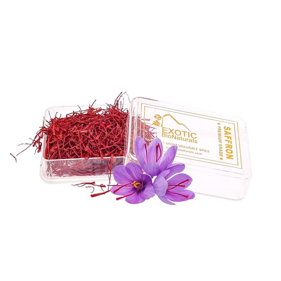 EXOTIC BioNaturals Saffron - Finest Pure All Red Grade A  Organically Grown Saffron Spice, 1 Gram