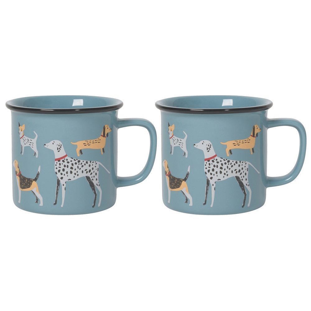 Heritage Stoneware Mugs, Set of Two, Dog Days, This coffee mug set includes two matching mugs By