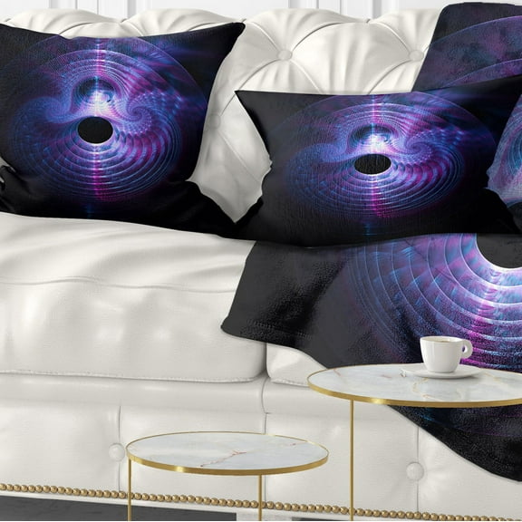 Designart Bright Blue Magical Lights - Abstract Throw Pillow - 12x20