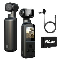 4K Body Camera with External Microphone, Mini Pocket Digital Wifi Camera for Outdoor Sport, Bike, Travel, Action-64GB