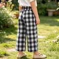 thumbnail image 3 of Zpanxa Girls Buffalo Plaid Wide Leg Pants Elastic Waistband Loose Fit Trendy Casual Trousers with Pockets for School Pants for Girls, 3 of 8