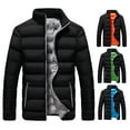 thumbnail image 5 of comerut Women Cotton Jacket Stand Collar Long Sleeve Thickened Cotton Coat Zipper Closure Side Pockets Outwear Warm Coat, 5 of 7