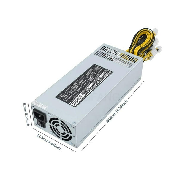 Mining Rig Power Supply 2U Single Channel 2400W Miner GPU PSU 10x6Pin Efficiency Device For S7 S9
