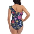 thumbnail image 6 of Yiaed Floral Print Women One Piece Swimsuits Tummy Control One Shoulder Bathing Suits Pattern Ruffle Swimwear-Medium, 6 of 8