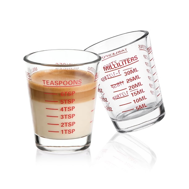 Juego de vasos medidores tipo shot SAIAOKJ de 2 piezas, 30 ml, escala roja