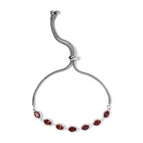 Red Garnet Bracelet in 925 Sterling Silver Bracelets for Women - Birthstone Garnet Jewelry for Her - Rad Stone Adjustable Statement Engagement Jewelry Anniversary Birthday Christmas Gifts for Women