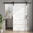 thumbnail image 1 of HOMCOM Sliding Barn Door with Hardware Kit, Shaker Sliding Door, White, 1 of 10