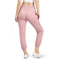 thumbnail image 2 of Love Tree Women's Juniors High Rise Crop Linen Jogger Pants (Large, Mauve), 2 of 3