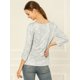 thumbnail image 5 of Allegra K Blusa Top Fruncido Cuello V Impreso Mangas 3/4 Para Mujer Blanco L, 5 of 6