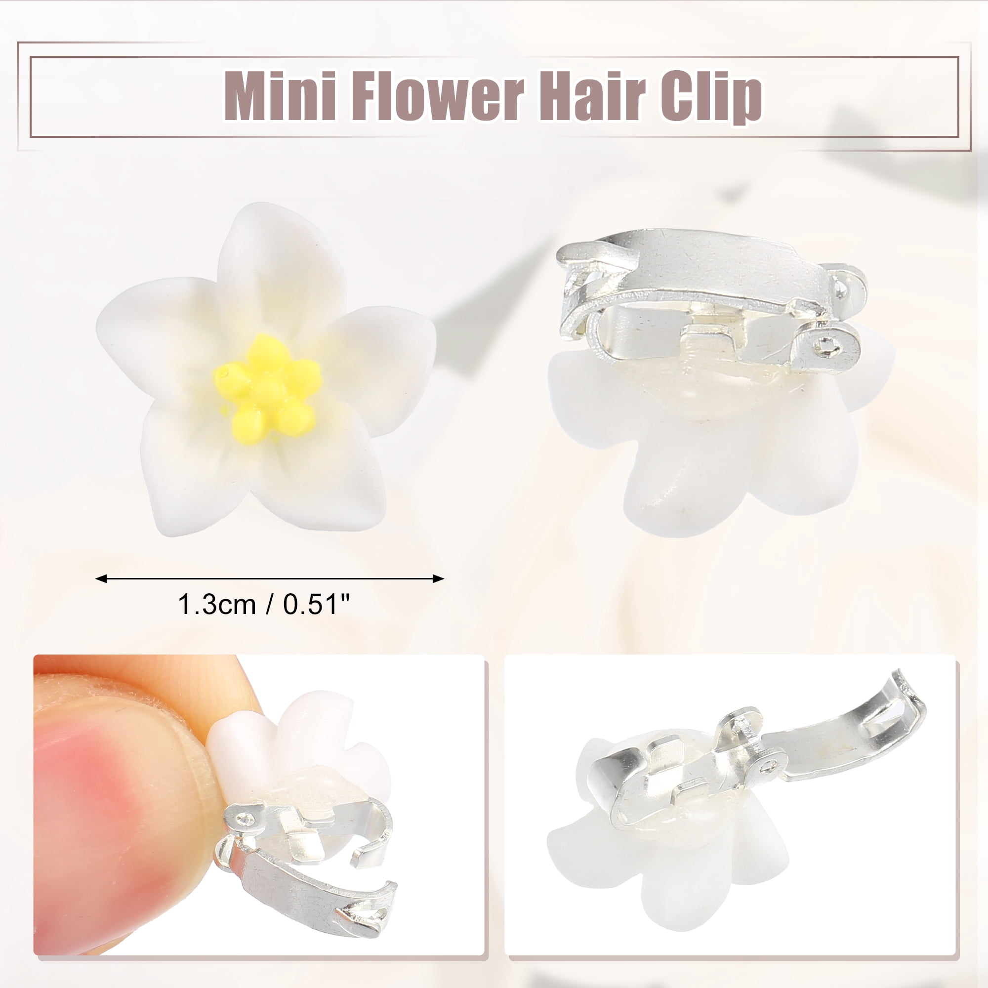 Unique Bargains 20Pcs Small Cute Flower Hair Clips Yellow