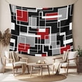 thumbnail image 2 of Red Black Geometric Large Tapestry for Bedroom Wall Hanging Tapestry, Modern Color Block Abstract Ceiling Backdrop Tapestries Poster Blanket Wall Decor for Teens Room Living Room Dorm 100" x 59", 2 of 8