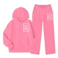 thumbnail image 5 of SERTGUTR Girls' Zip Up Hoodie Set Fleece Lined Full Zip Drop Shoulder Kangaroo Pocket Wide Leg Sweatpants Casual Winter Warm Two Piece Outfit School Everyday Outerwear, 5 of 7