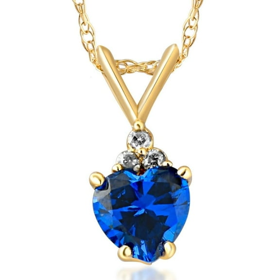 Pompeii 1/2ct Diamond & Blue Sapphire Heart Pendant 10K Yellow Gold (G,I1)