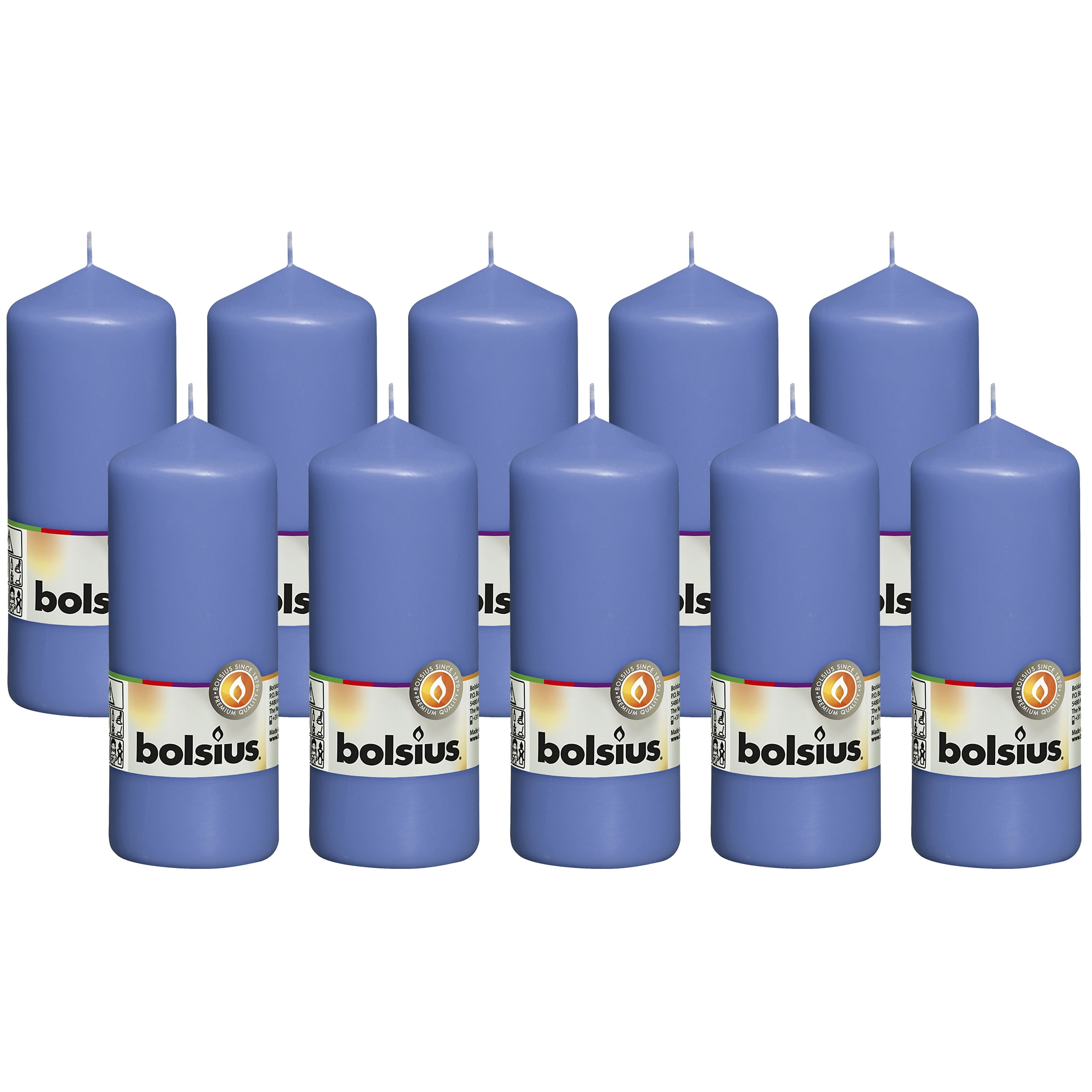 Bolsius 10 Blue Pillar Candles 2.25" X 6" Gift Candles Holiday Decor