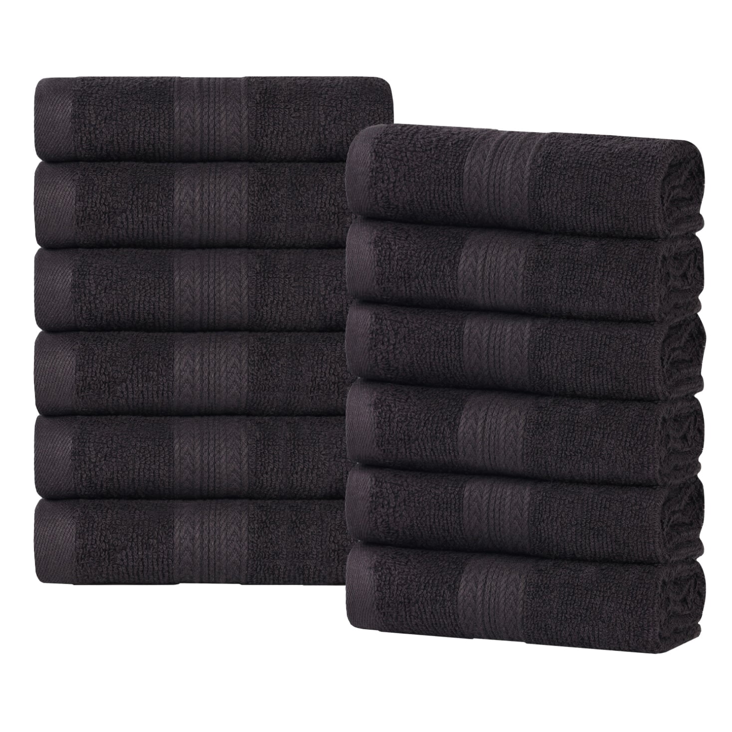 Superior Eco-Friendly Cotton 12-Piece, Black, Washcloth Set