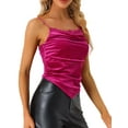 thumbnail image 1 of Camisola de Terciopelo con Tirantes Finos y Ribete de Encaje Fruncido para Mujer Rosa roja M, 1 of 5
