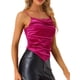 thumbnail image 1 of Camisola de Terciopelo con Tirantes Finos y Ribete de Encaje Fruncido para Mujer Rosa roja M, 1 of 5