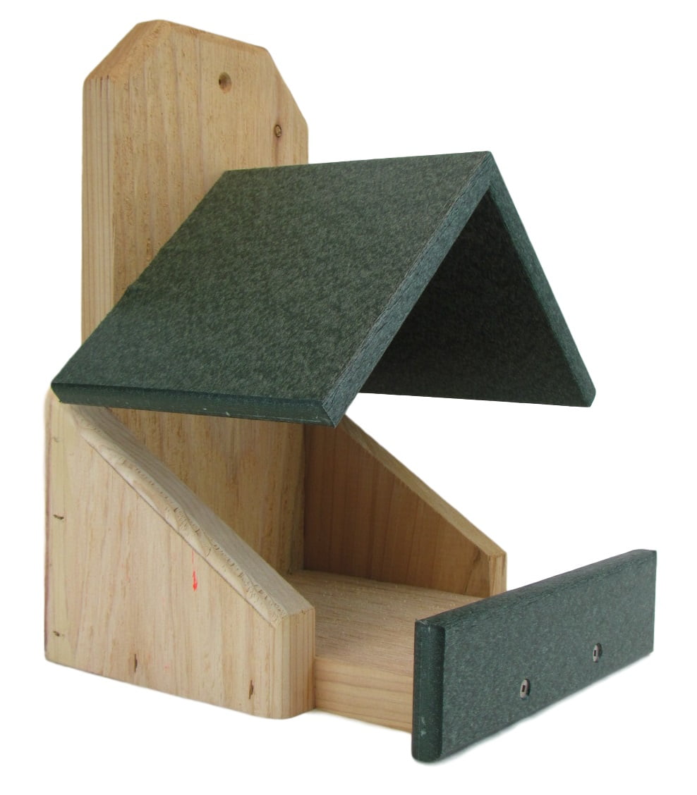 JCs Wildlife Cedar Robin Roost Birdhouse with Recycled Poly Lumber Roof, Green by JCs Wildlife