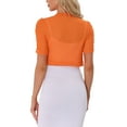 thumbnail image 3 of INSPIRE CHIC Casual Short Sleeve Mesh Sheer Shrug for Women's Open Front Cropped Cardiga Bolero M Orange, 3 of 5