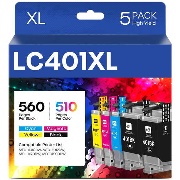 Cartuchos de tinta belietop LC401XL de alto rendimiento para impresora Brother
