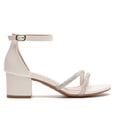 thumbnail image 3 of Women's Open Toe Ankle Strap Low Block Chunky Heels Sandals White Size 8.5, 3 of 7