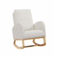thumbnail image 2 of HLONK High Back Side Pockets Flannel Wooden Indoor Rocking Chair Beige, 2 of 5