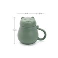 thumbnail image 2 of 1 taza de té de cerámica (verde) con infusor y tapa (301-400 ml), taza de té con lindo filtro de diseño de gato para remojar hojas sueltas, regalo para vacaciones, cumpleaños, casa cálida JM, 2 of 5