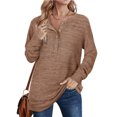 thumbnail image 4 of Tops de manga larga con cuello redondo y bolsillos de blusa con botones sólidos a la moda para mujer Fridja  bvmnju2070, 4 of 7