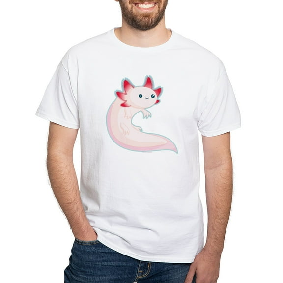 CafePress - Axolotl White T Shirt - Men's White Classic Cotton T-Shirts