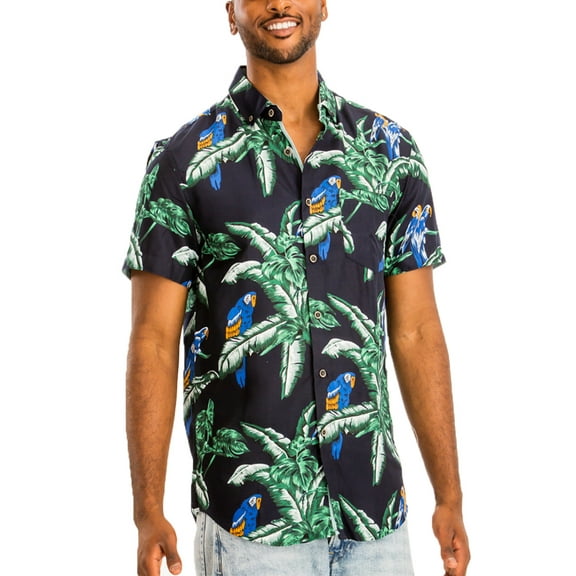 Men Hawaiian Shirt Vacation Short Sleeve Casual Button Down Shirts Summer Beach Shirt