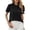 Black, variant on Womens Puff Short Sleeve Tops Summer Spring Button Down Boho Embroidered Cute Blouse Dressy Casual Shirts