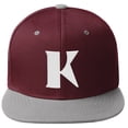 thumbnail image 2 of Daxton Classic Snapback Hat 3D Capital Alphabet Letters Flat Bill Visor Cap, Burgundy Light Grey Hat White Letter K, 2 of 3