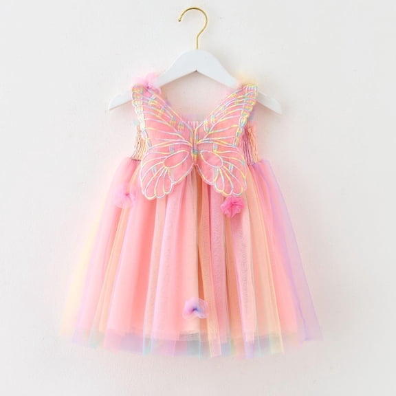 JIAYUE Carnival Dresses For Girls Tie Dye Sleeveless Square Neckline Pull-On Sundress For Toddler Stylish Casual Dailywear