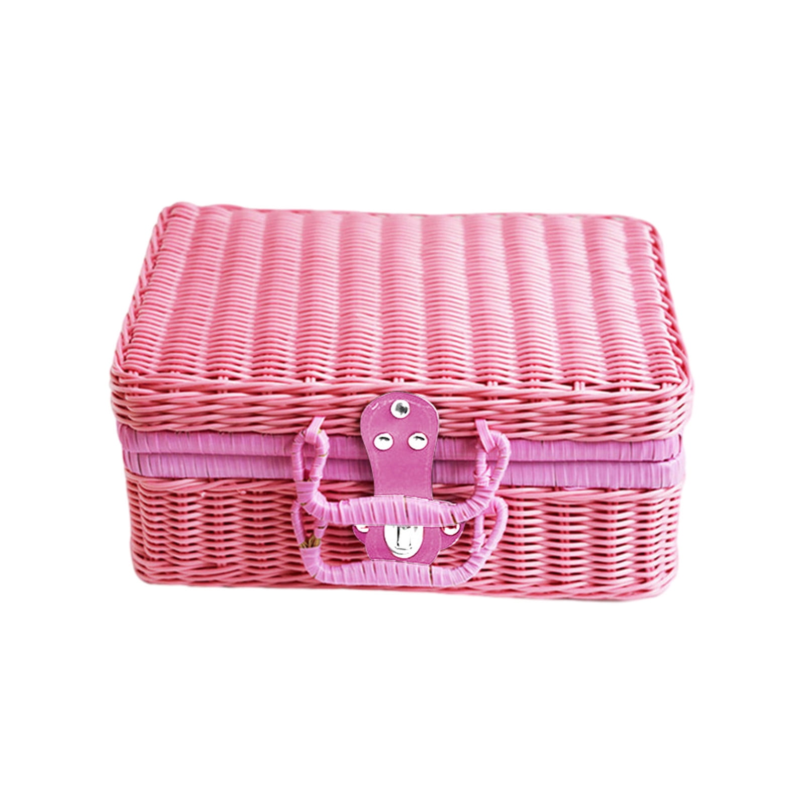 SPORYYO Retro Portable Imitation Rattan Storage Box - Wedding Photography Decoration, Photo Souvenir Organizer