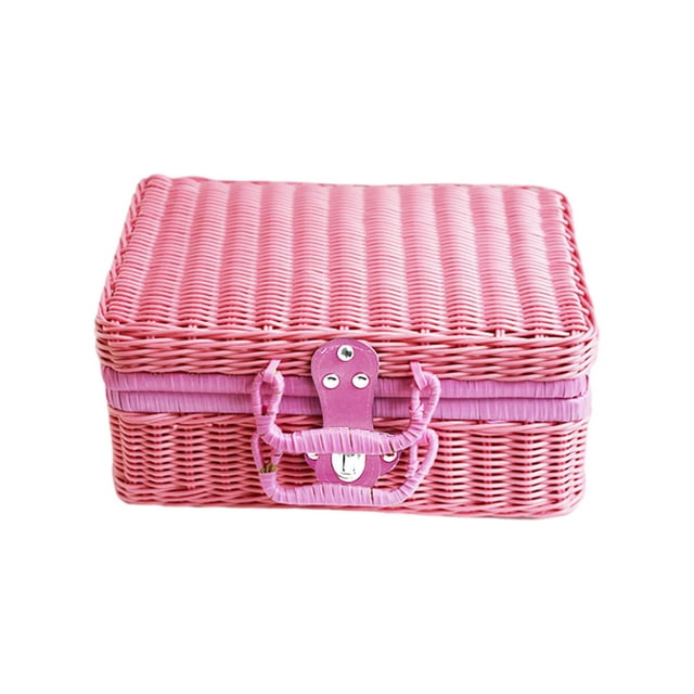 Boîte de Rangement en Rotin, Boîte de Décoration de Mariage, Boîte d'Organisation Portable, Style Rétro, pour Décoration Intérieure, Boîte à Souvenirs Photo, Rotin Léger, 12x8x6 Pouces, Cadeaux de Mariage, Décoration d'Événement