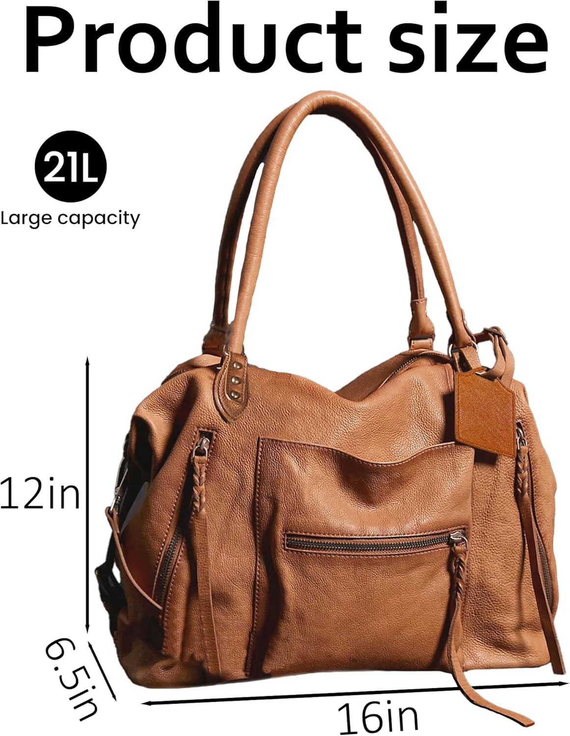 Women's Large Tote Bag City Tote Bag Fall Purse with Zipper Women Vegan Leather Hobo Handbags with Adjustable Strap