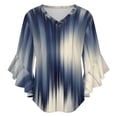 thumbnail image 5 of Abstract Blue Wave Pattern Women's V-Neck Blouse With 3/4 Ruffled Bell Sleeves Casual Top Ladies Blouses, 5 of 7