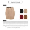 thumbnail image 2 of FashionMille Women Solid Corduroy Comfy High Waist Pocket A Line Mini Skirt, 2 of 5