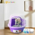 Petfamily Jumbo Hooded Cat Litter Box, Extra Large, Purple, 24.8 x 20 x
