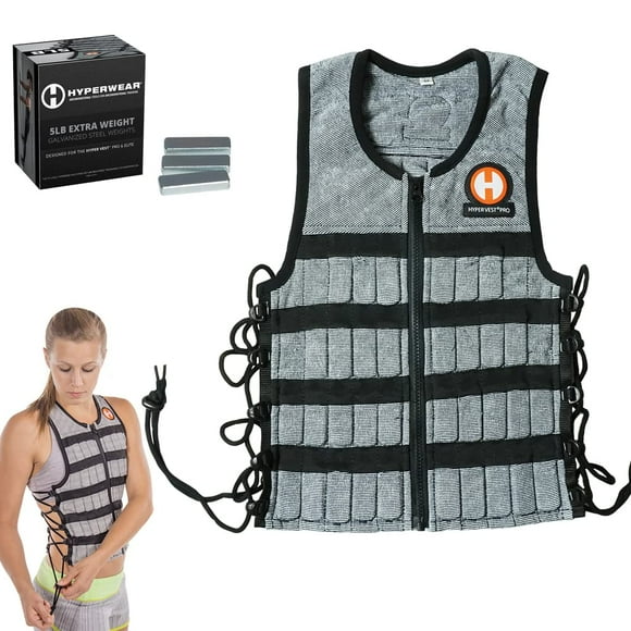 Hyperwear Hyper Vest PRO Chaleco con peso para hombres y mujeres Chaleco con peso de rendimiento Tejido elástico que absorbe el chaleco con peso fino ajustable precargado con pesas de acero más pequeñ