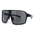 thumbnail image 5 of Xloop Mens Large Shield USA American Flag Print MTB Rectangle Sunglasses All Black, 5 of 8