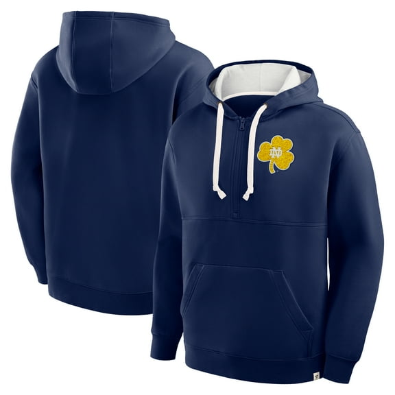 Men's Fanatics Navy Notre Dame Fighting Irish Hometown Premium Rise And Conquer Half-Zip Hoodie
