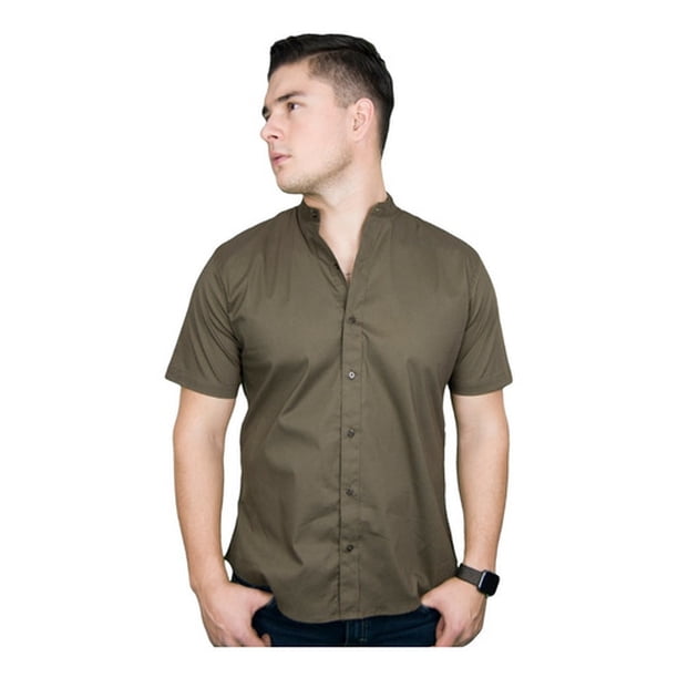Camisa Manga Corta Stretch En Cuello Mao Marca Chili Beans Chili Beans Slim Fit