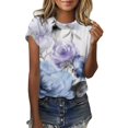 thumbnail image 1 of Gibobby Blusa Casual de Mujer Túnica informal para mujer, cuello redondo, camiseta estampada, camiseta manga corta, blusa superior(J,CH), 1 of 5