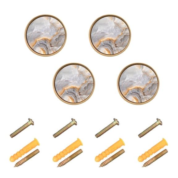 Kitchen Cabinet Knobs Cabinet Handles 1.25 inch Diameter Zinc Alloy Marble Texture 4 Pack