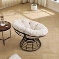 thumbnail image 5 of S-HOME Ergonomic Brown Frame Wicker Papasan Chair with Thick Cushion, 360 Degree Swivel for Living Room & Outdoors, White, 5 of 15