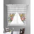 thumbnail image 3 of Pink Spring Floral Swag Valances for Windows, Flowers Gray Plaid Farmhouse Rod Pocket Sheer Valances for Large Windows, Swag Toppers Light Filtering for Kitchen Living Room 2 Panels 36''x63'', 3 of 6